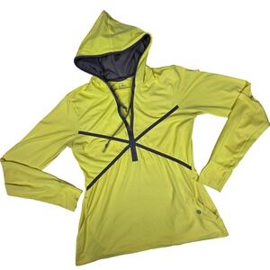 C9 Champion Sport Womens Neon Yellow Hooded Running Shirt Thumbholes Small